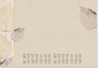 Sigel Papier-Schreibunterlage, Blätter‑Motiv, braun/weiß/schwarz, Kalender 2026/2027, DE/EN/FR/NL, ca. A2, 30 Blatt