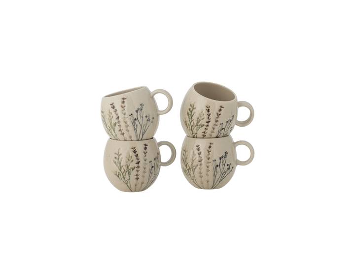 Bloomingville Mok Bea 9cm, Set van 4 stuks - Naturel