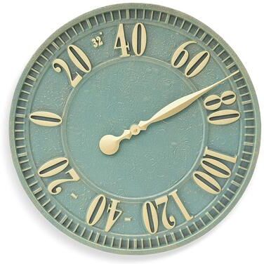 Finch Outdoor Wall Thermometer - Verdigris - Grandin Road