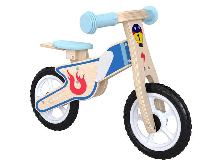 Aiyaplay Kinder-Laufrad Birkenholz Kunstleder Naturholz, Naturfarben, Holz, Sperrholz, 37x51x77 cm, Spielzeug, Kinderfahrzeuge