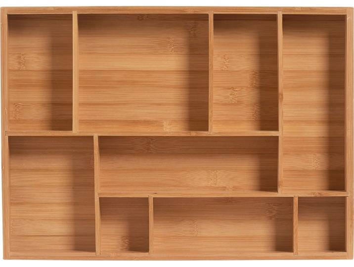 Schubladeneinsatz ZELLER PRESENT Bamboo , beige (natur), B:44,5cm H:5cm T:32cm, Bambus, Schubladeneinsätze, Schubladeneinsatz, 9 Fächer für genügend Platz