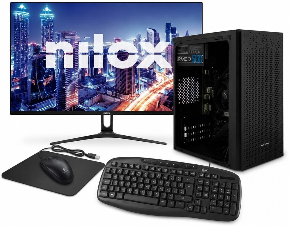 CASTRO GAMING Paquete de ordenador PC-ATOM + Monitor FHD + Teclado/ratón + Alfombrilla