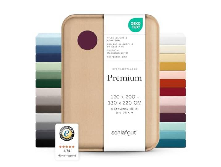 schlafgut Premium Spannbettlaken 120x200 cm Bio-Baumwolle, Purple Deep