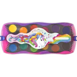FABER-CASTELL Einhorn Farbkasten Wasserfarbe, 12 Farben
