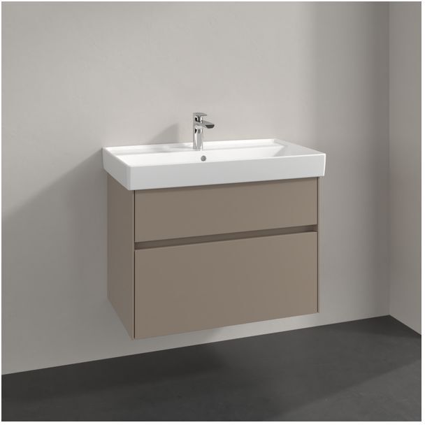 Villeroy und Boch Collaro Waschtischunterschrank C010B0VM 75,4x54,6x44,4cm, Waschbecken mittig, LED-Beleuchtung, taupe