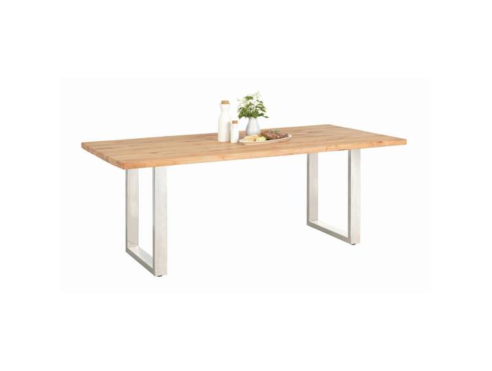 Carryhome Esstisch, Akazie, Holz, Metall, Akazie, vollmassiv, rechteckig, U-Form, 90x77x160 cm, Esszimmer, Tische, Esstische