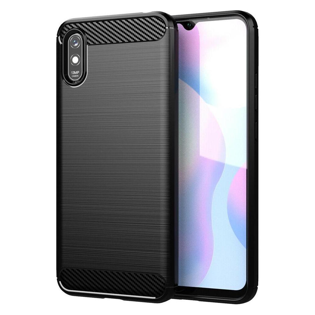 Techsuit - Carbon Silicone - Xiaomi Redmi 9A / Redmi 9AT - Black (Xiaomi Redmi 9A, Xiaomi Redmi 9AT) (56337359)