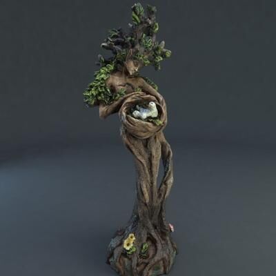 ModernMart Forest Goddess Bird Statue Decorative Resin Garden Sculpture Forest Goddess Bird Statue Decorative Resin Garden Sculpture