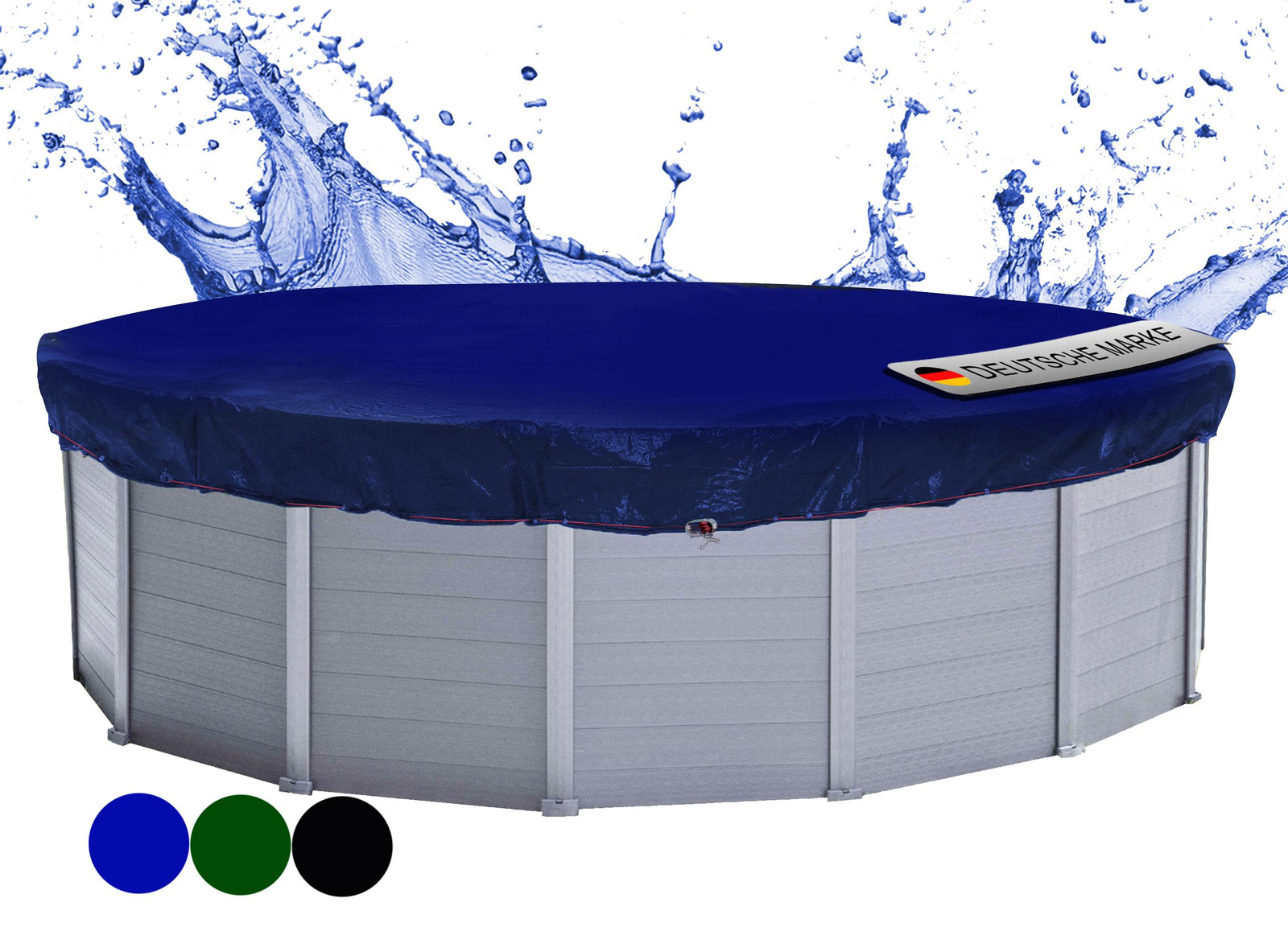 Quick Star Zwembaddekzeil rond, Blauw, Diameter: 420 cm, UV-bestendig PE dekzeil van 200 g/m²