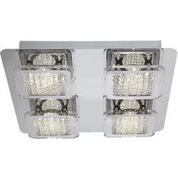 20W LED Deckenlampe Deckenleuchte Beleuchtung Acrylkristalle klar Globo 49204-4
