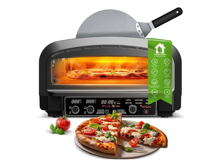 TurboTronic by Z-Line Pizzaofen 2200 W elektrischer Pizzaofen 450 Grad 37 cm Pizzastein Flammkuchen, Pizzaofen für Zuhause, Tisch Pizzaofen, Pizzabackofen, Steinofen