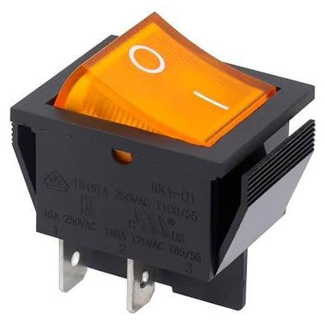 Lustrens Tuimelschakelaar 4-polig, 16 A, 250 V AC, Geel met LED