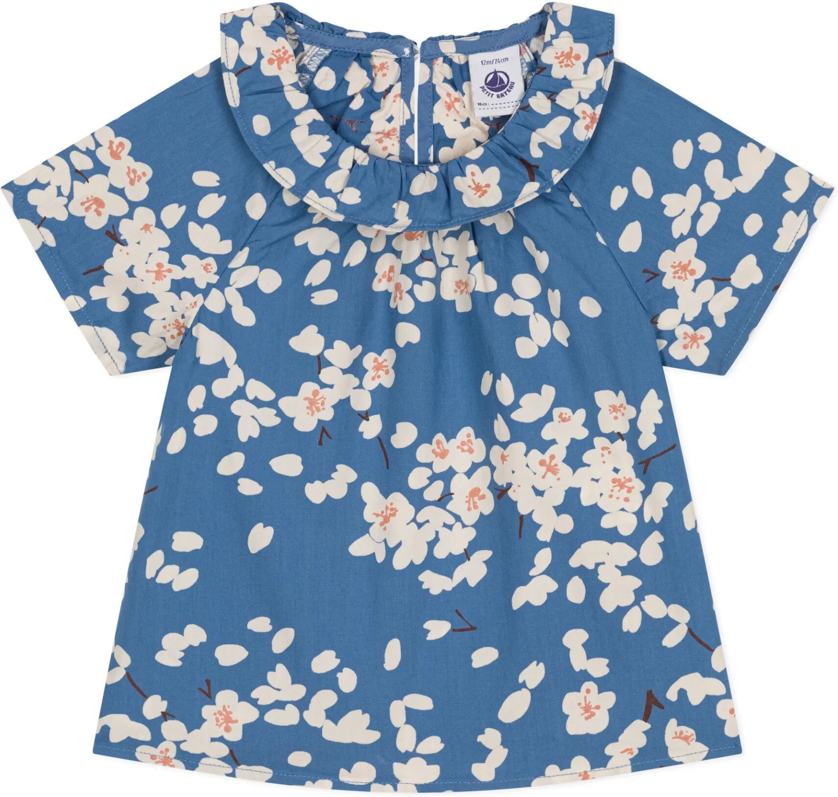 Petit Bateau Blouse Majoly Popeline Bleu 6 mois
