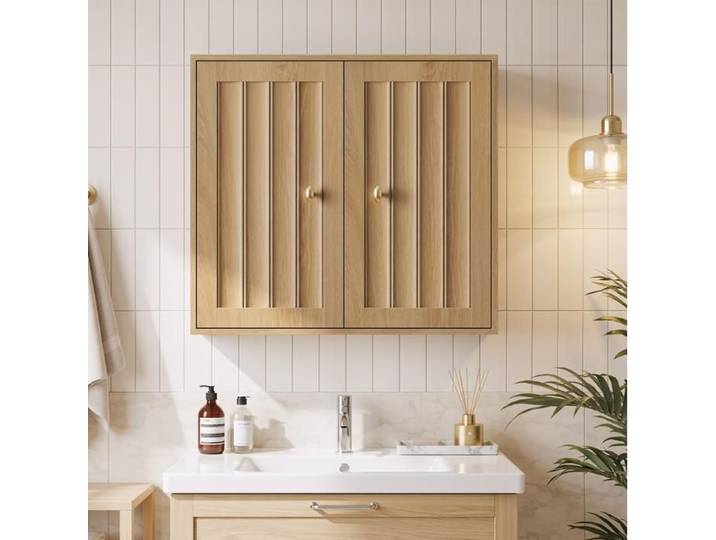 Armoire murale salle de bain 2 portes armoire a pharmacie avec etagere reglable decor chene 61 5x20x56 cm ORVRYN