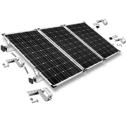Befestigungskit mit Dachhaken 3-fach verstellbar (für Dachziegel) für Schrägdachmontage 3 Solarpanels Rahmenhöhe 35mm