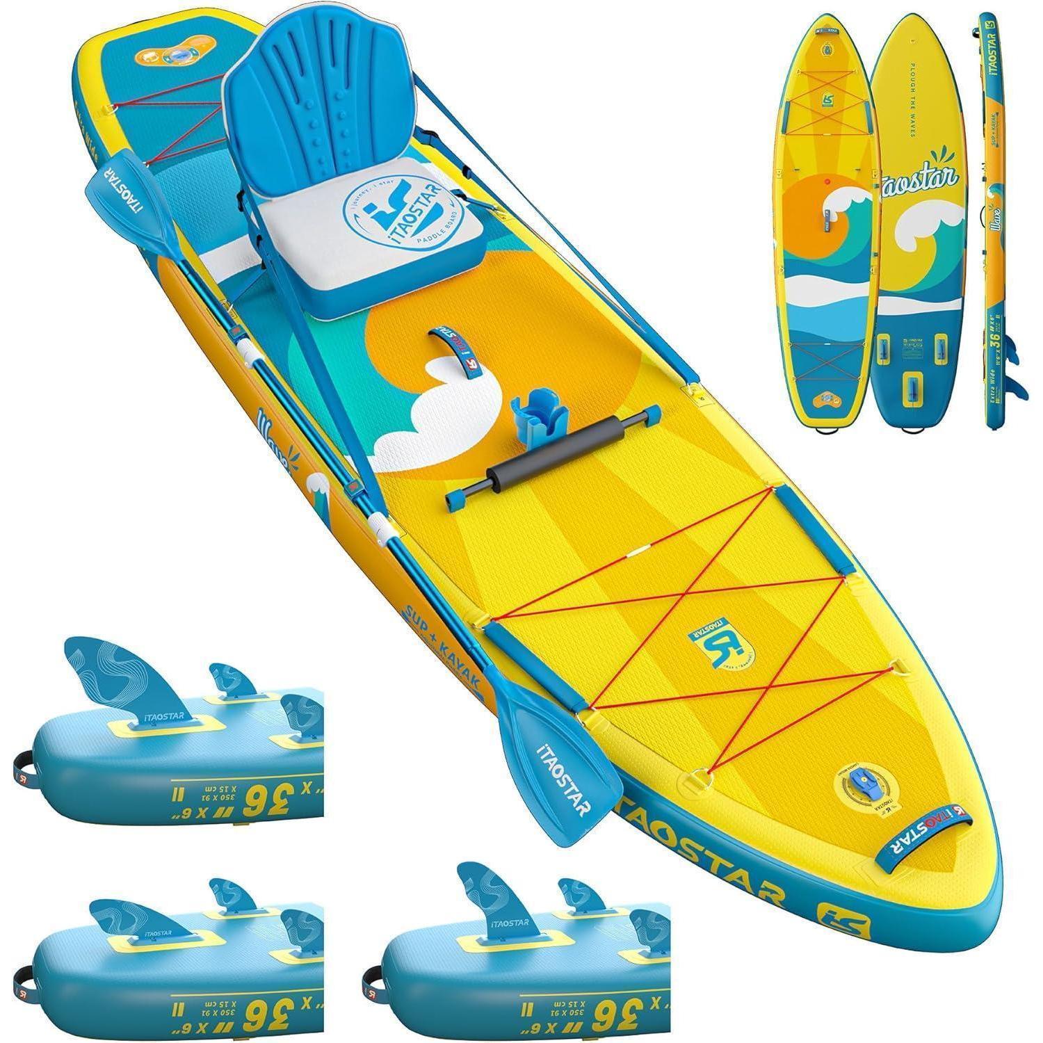Aufblasbares SUP Board für Anfänger mit Sitz und Zubehör, Gelb