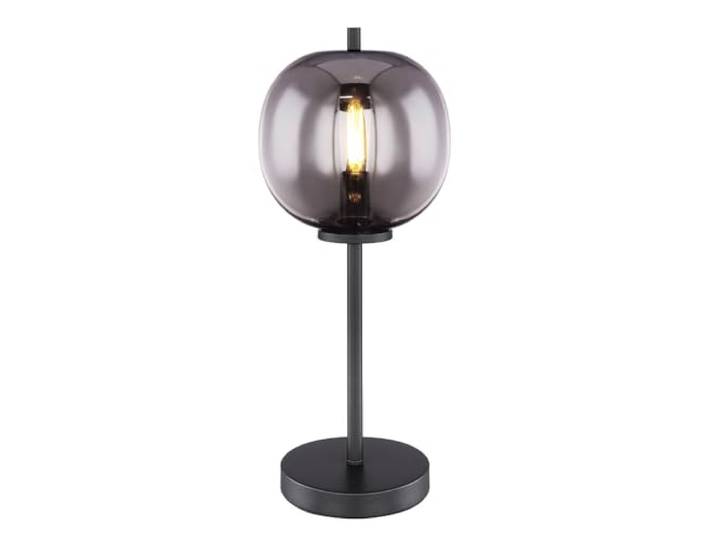 Tischleuchte Glas Nachttischleuchte Schlafzimmerlampe Kugellampe Tischlampe Rauchglas, Schalter, Metall schwarz, E14 Fassung, DxH 18,5x45 cm