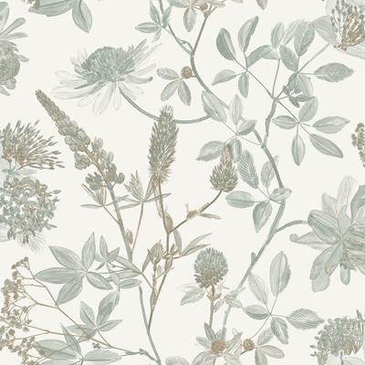"Veer Decor Botanical Blueprint Painterly Branches Wallpaper - Roll 20.86""x33ft"