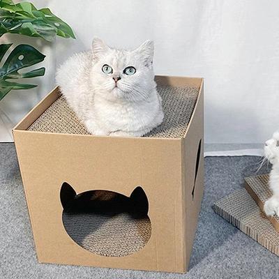 Uplifted Finds 2 in 1 Corrugated Cube Cat House & Scratcher 2 in 1 Corrugated Cube Cat House & Scratcher