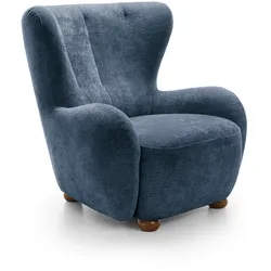 SESSEL MIST, Polstersessel Klassisch Loungesessel, Chenille-Stoff Blau