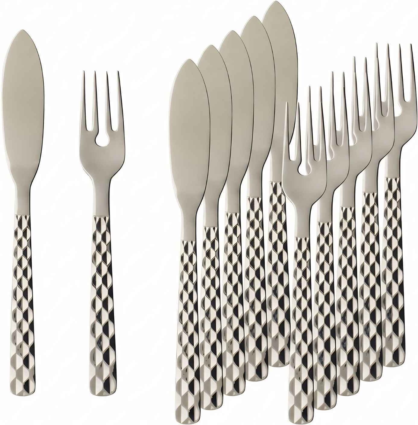 Fischbesteck VILLEROY & BOCH "Fischbesteck Boston 6er Set silber", silber, 12, Essbesteck-Sets, Fischbesteck, Spülmaschinenfest