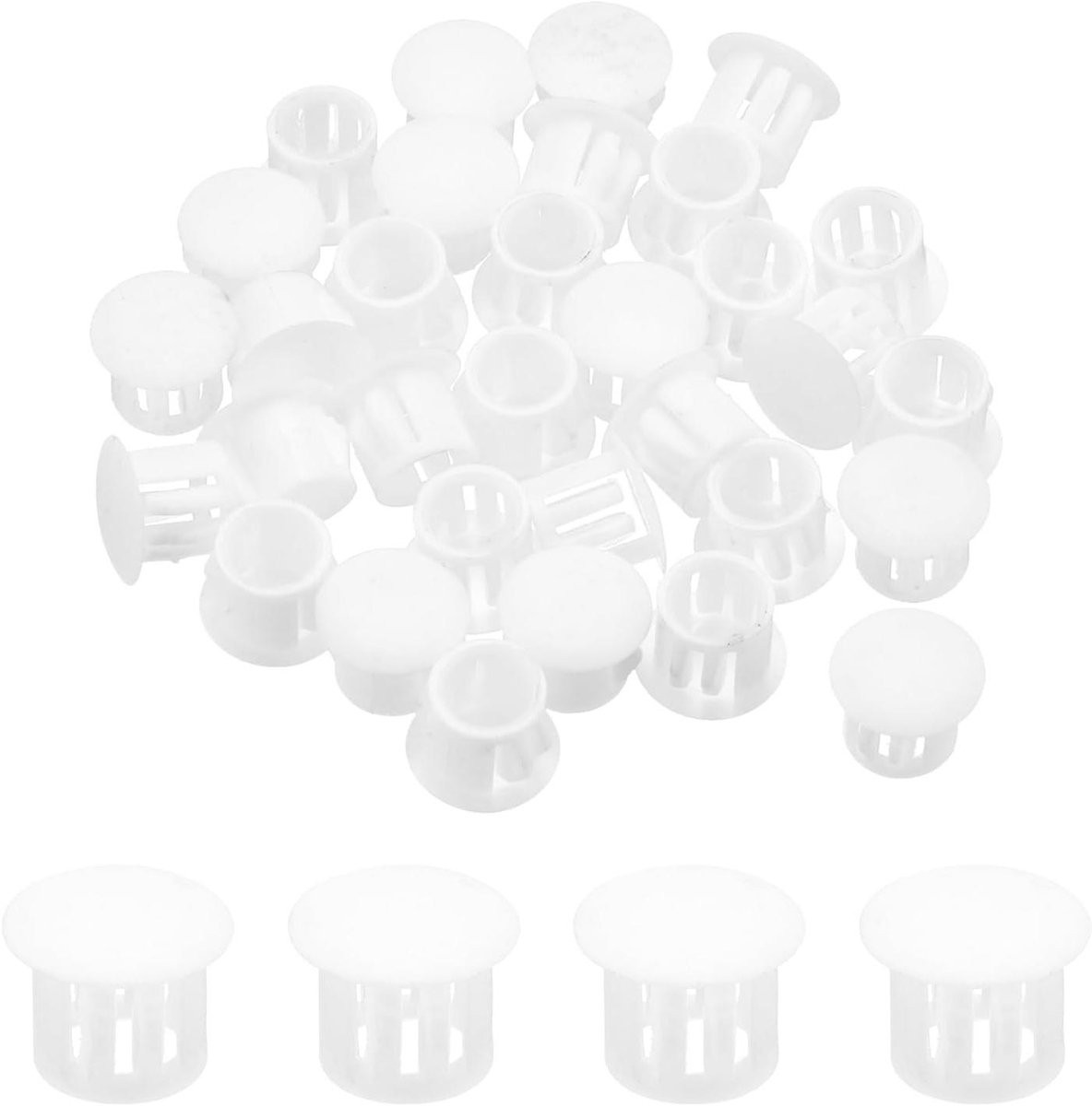 Wit Kunststof Gatdoppen Afdekkappen voor Meubels - 64 stuks - 10 mm