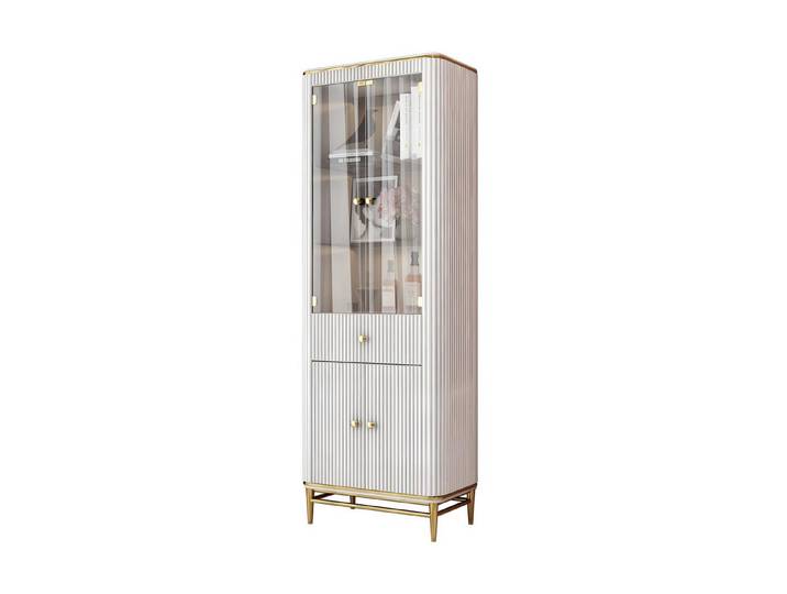 Xlmoebel Vitrine Elegante Holzvitrine mit Glasfront und filigranen Verzierungen (1-St., Vitrine) Hergestellt in Europa