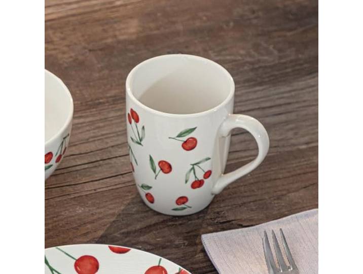 FRANK FLECHTWAREN Kaffeebecher Kirschgenuss, 2er Set, Steingut Maße: Ø 8 x 10 cm, Füllmenge 350 ml, spülmaschinengeeignet