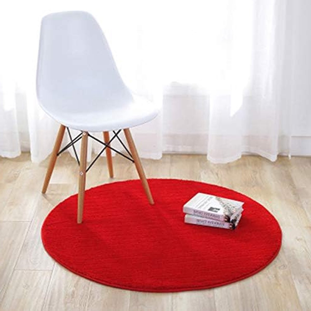 Rond tapijt in art deco stijl - Effen kleur - Polypropyleen