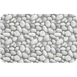 BADEMATTE Steine - Grau - Oval Badvorleger 80x50 cm