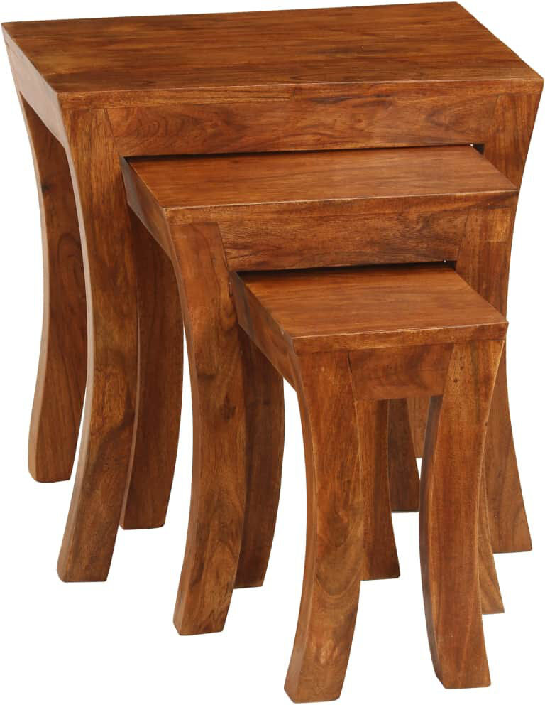 Natur Pur Dilworth Solid Wood Top Four Leg Rectangular Nesting Side Tables Brown 50cm H X 35cm W X 50cm D