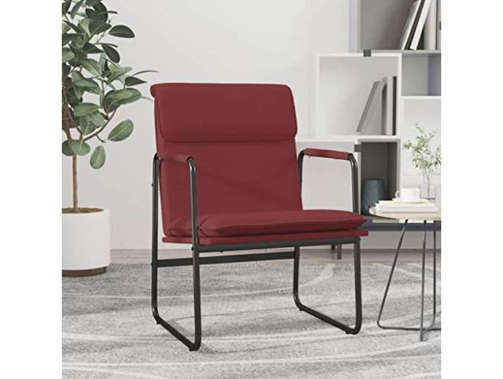 IBUQDDV Loungesessel Weinrot 55x64x80 cm Kunstleder mit Metallgestell Kunstlederbezug, schmutzabweisend, Metallgestell, rutschfeste O-Form Beine, Montageanleitung inklusive