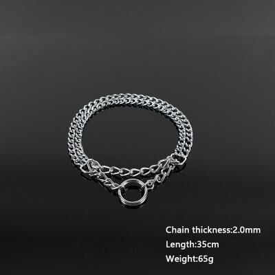 Fusion Finds Heavy Duty Adjustable Metal Dog Training Collar With Double Row Chain & Triple Ring Design 35cm