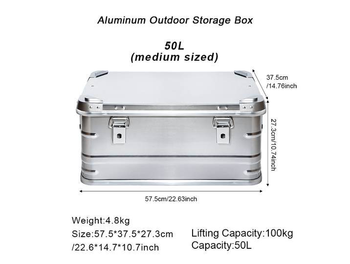 Boîte de rangement de grande capacité 30-80l, Camping pique-nique voyage boîte en alliage d'aluminium accessoires sac de rangement Organization de rangement à domicile