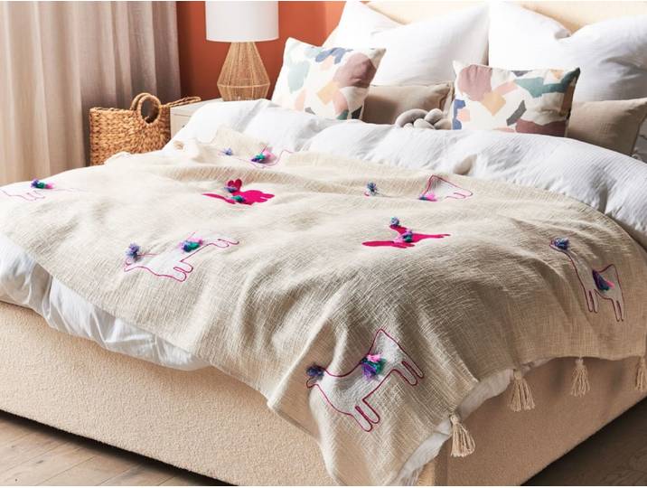 Couverture en coton beige 180x130cm