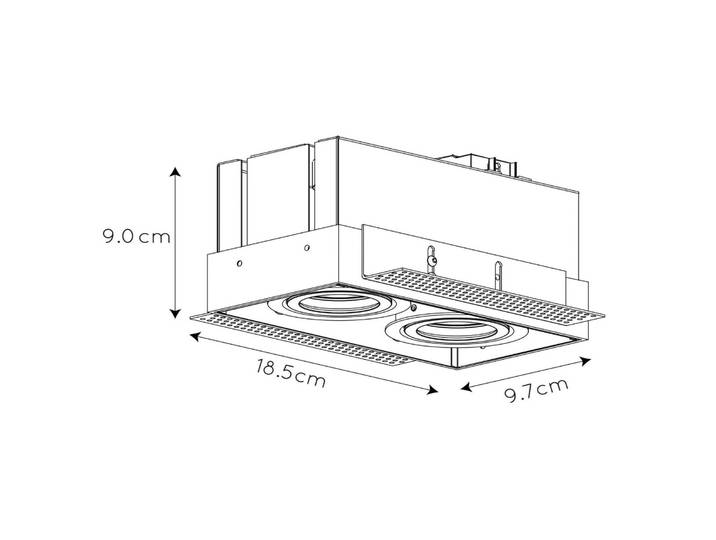 Lucide Einbaustrahler Trimless, zweiflammig, schwarz dimmbar, schwarz, für Wohn- / Esszimmer, Aluminium, Downlight