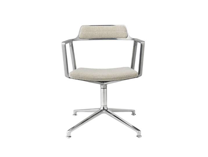 Vipp - 452 Swivel Drehstuhl auf Gleitern, Aluminium poliert / off white