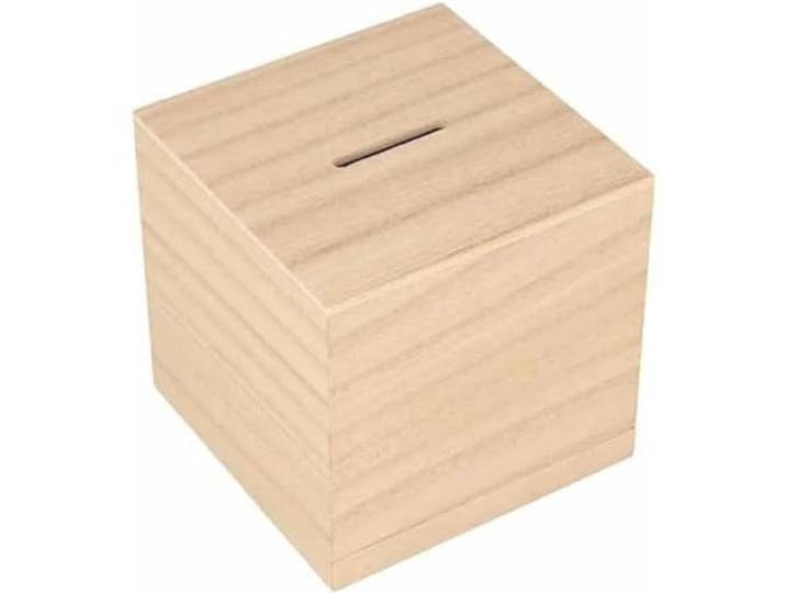 Artemio Spaarpot van hout, vierkant, 8,7 x 8,7 cm
