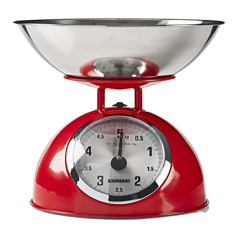 MELISSA Retro keukenweegschaal Rood - Analoog met afneembare kom - Max. 5 kg
