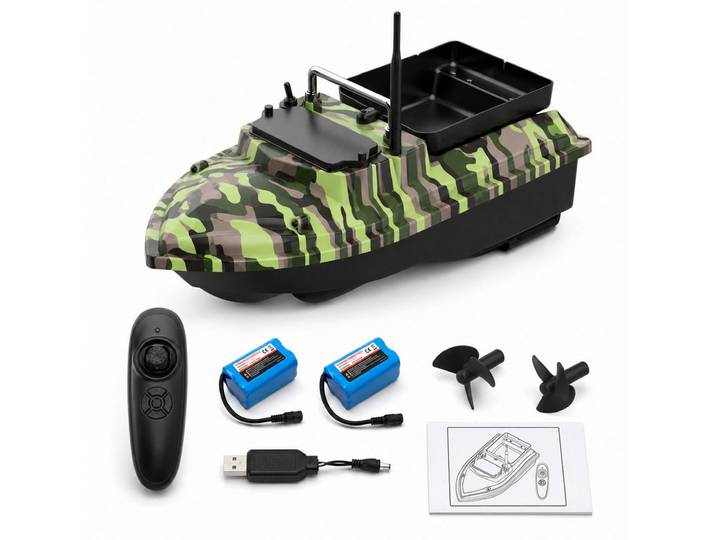 Lisabonde RC-Boot Futterboot Köderboot 2kg Zuladung 8h Akkulaufzeit 500m Reichweite (Set, Komplett-Set), 500m Reichweite, 2kg Tragkraft, Tempomat-Funktion, 8h Laufzeit