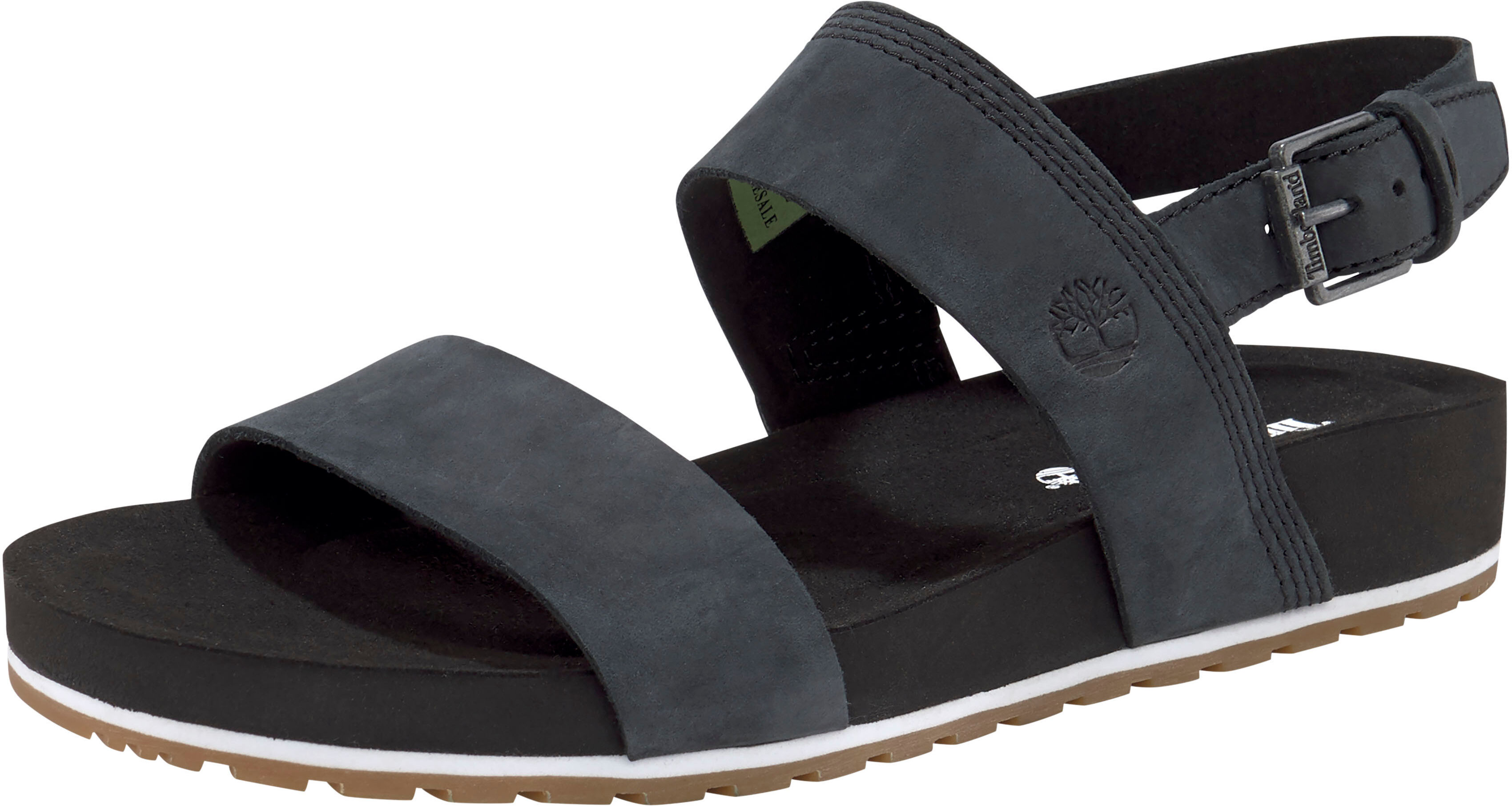 Sandale TIMBERLAND "Malibu Waves 2Band Sandal", Damen, Gr. 42, schwarz (schwarz, nubuck), Leder, Schuhe Sandale schwarz, nubuck 42