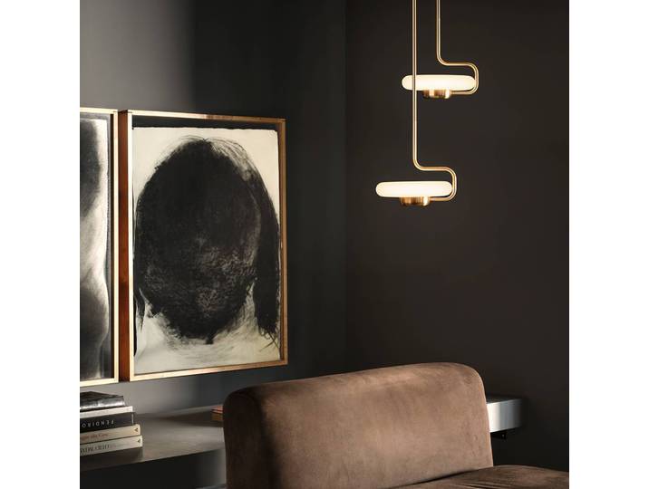 kdln Designer Hängeleuchte TRATTO, dimmbar, messing / gold, für Wohn- / Esszimmer, Metall, Design