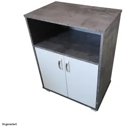 HTI-Living, Regal, Küchenschrank Beton mit weissen Türen Blanca (60 x 40 x 80 cm)