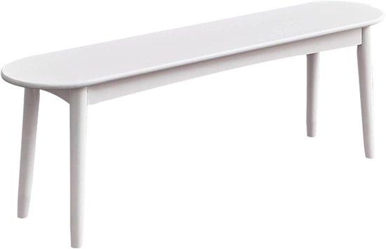 Essbank Massiv Eichenholz - Platzsparend mit abgerundeten Ecken - 140 cm - Weiß