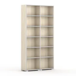 Bücherregal SILVER LINE, 2 Reihen, 2230 x 1200 x 400 mm, Eiche natur