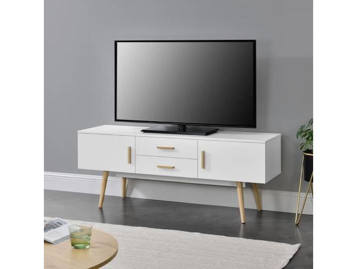 Meuble TV Alavus 140 x 40 x 56 cm Blanc