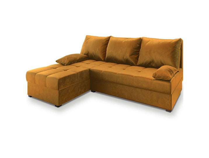 ECKSOFA RITA Orange Plüsch-Stoff mit Schlaffunktion