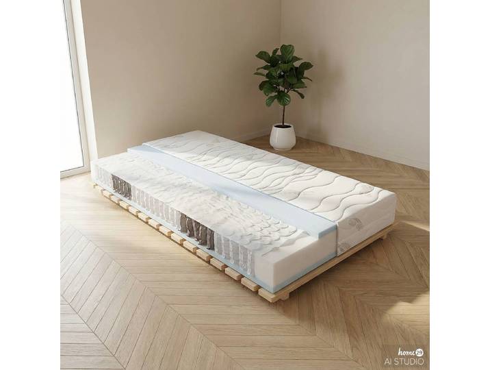 5-Zonen Komfort Matratze Vital Spring 100 x 200cm H3 Kern: Taschenfedern Bezug: Doppeltuch Weiß