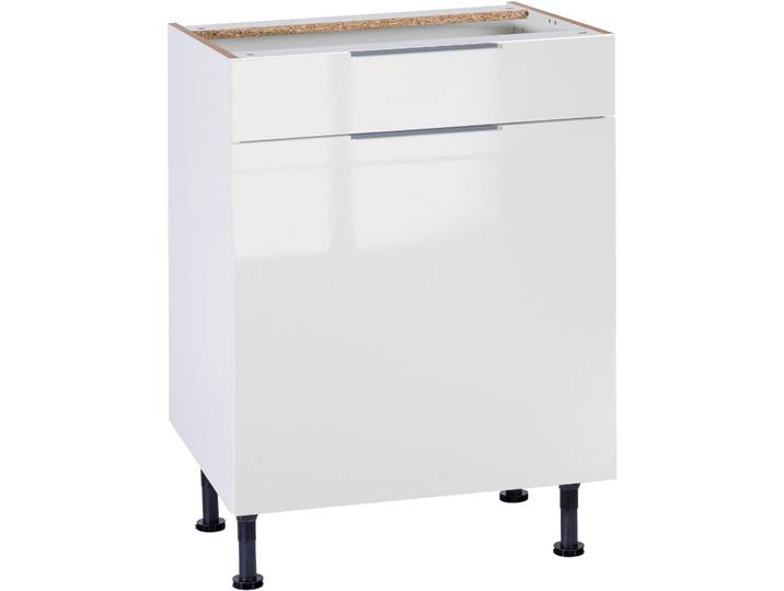 Unterschrank OPTIFIT Tara , weiss (weiß glanz), B:60cm H:87cm T:58,4cm, Schränke, Unterschrank, mit Vollauszug und Soft-Close-Funktion, Breite 60 cm