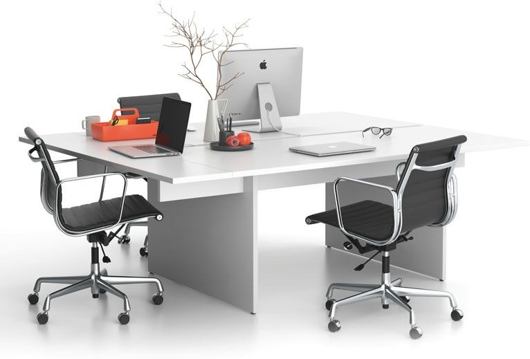 B2B Partner Büroschreibtisch SOLID Double + 1x Verlängerung, 210x165 cm, weiß